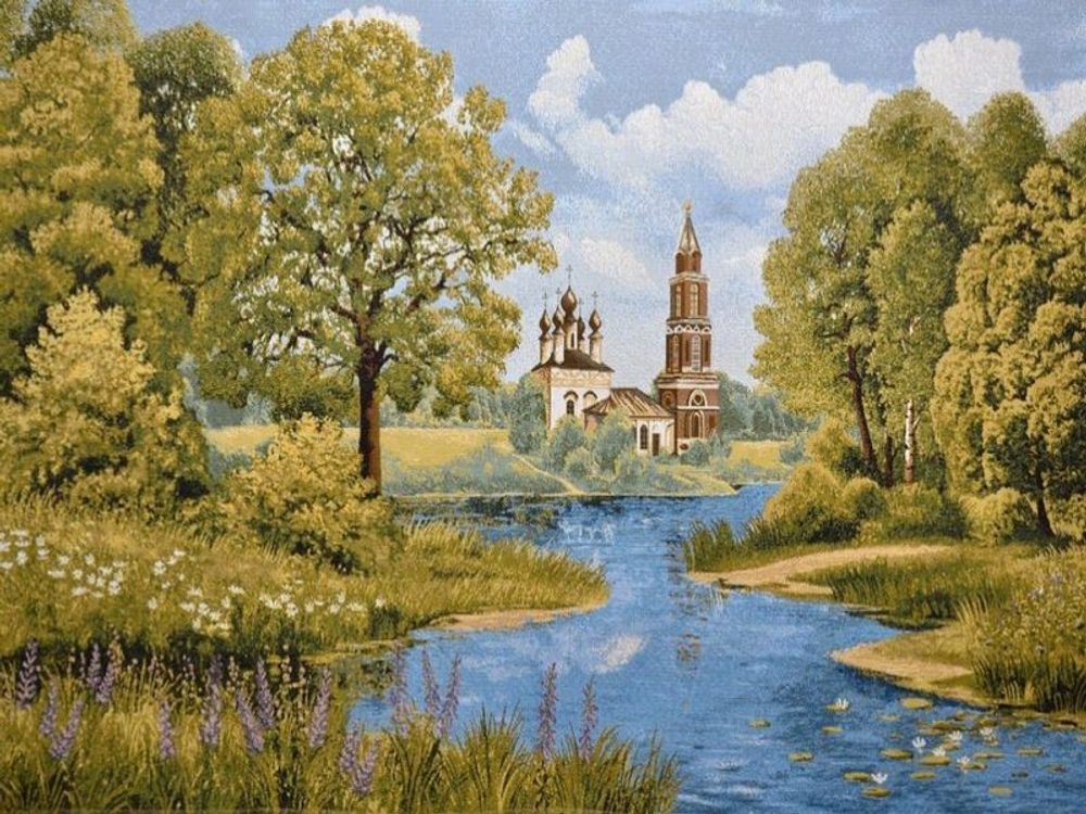 Гобеленовая картина &quot;D. ЦЕРКОВЬ БЛАГОВЕЩАНИЯ&quot; в багетной раме, Россия.