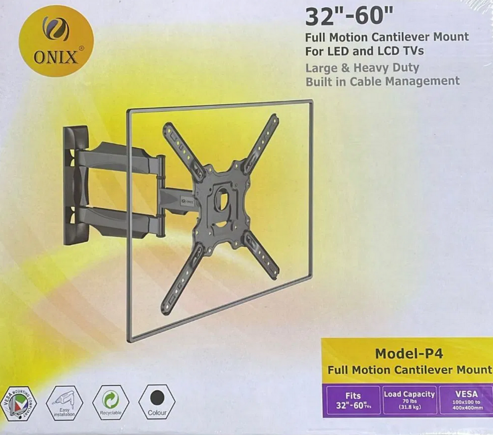 Кронштейн для ТВ универсал., наклонно-поворотный 32"-60" Onix P4