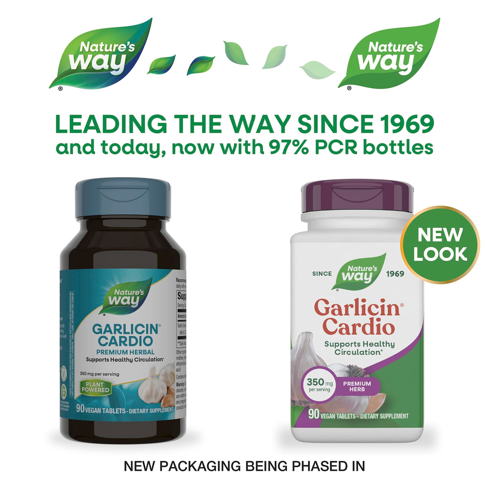 Nature's Way, Garlicin Cardio®, 350 мг, 90 веганских таблеток