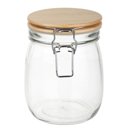 Банка для сыпучих продуктов 750мл 11x14,5см, стекло, крышка бамбук