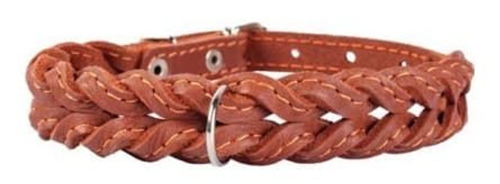 Ошейник двойная коса (ширина 20мм, длина 32-40см) коричневый