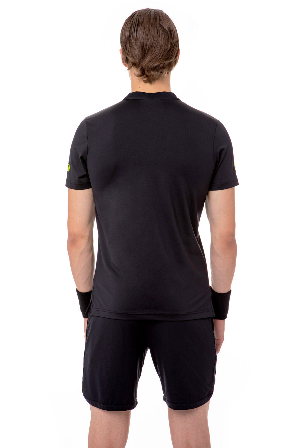 Мужское поло теннисное Hydrogen Tech Serafino Man - black/yellow fluo
