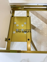 Круглый стол "Бонжур", керамогранит, белый мрамор