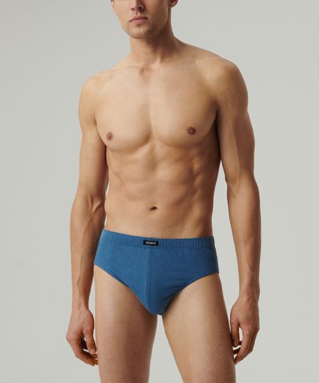 Мужские трусы (3шт) слипы классика Atlantic 3MP-192, хлопок, темно-синий + голубой + деним