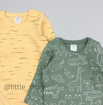 Комплект боди с длинным рукавом, Зоопарк/эффект меланжа