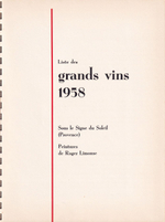Прейскурант лучших вин парижского торгового дома «Николя» (Nicolas) на 1958 год