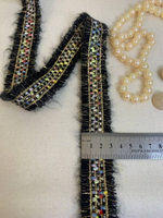 тесьма "шанель", 3,0см черный/золото/цветное