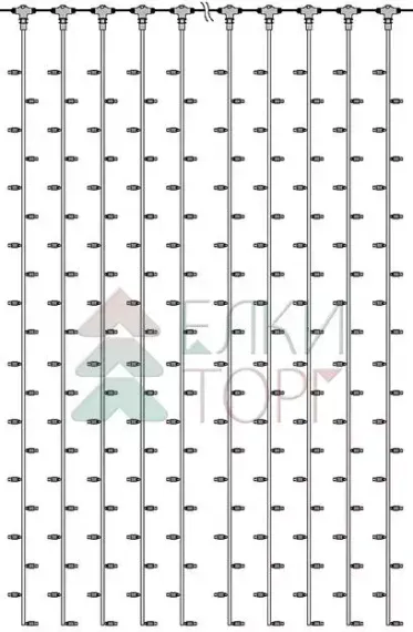 Светодиодный занавес 1*9 м., 900 белых LED ламп, прозрачный провод ПВХ, LTC (PCL901-10-2W)