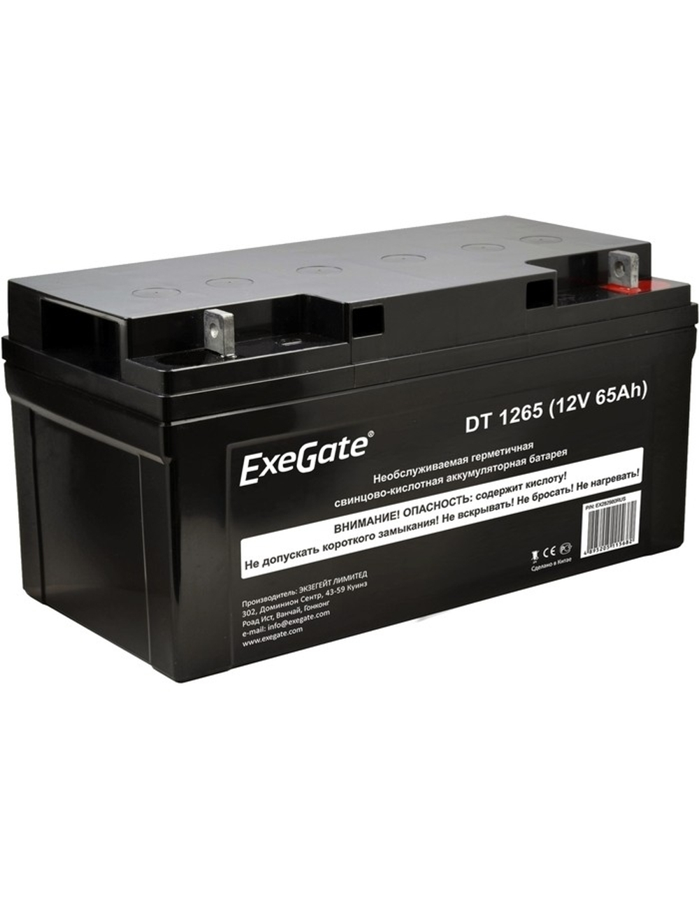 Аккумулятор Exegate EX282980RUS Аккумуляторная батарея ExeGate DT 1265 (12V 65Ah, под болт М6)