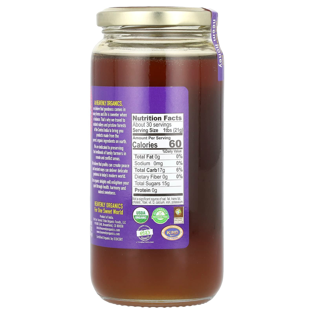 Heavenly Organics, 100% органический мед нима, сырой и нефильтрованный, 624 г (22 унции)