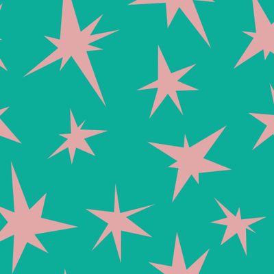 Розовые звёзды на бирюзовом. Pink stars on turquoise background