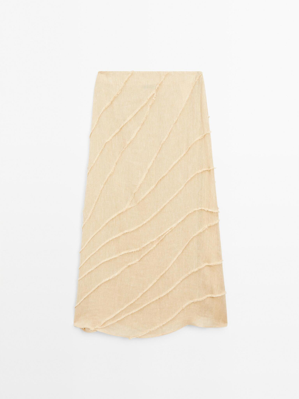 Massimo Dutti Юбка миди в стиле пэчворк, ванильный