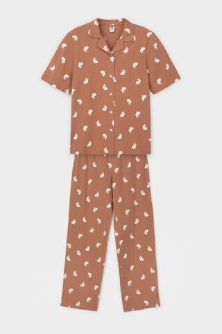 пижама  для девочки  КБ 2829/кофейный мусс,белый кролик