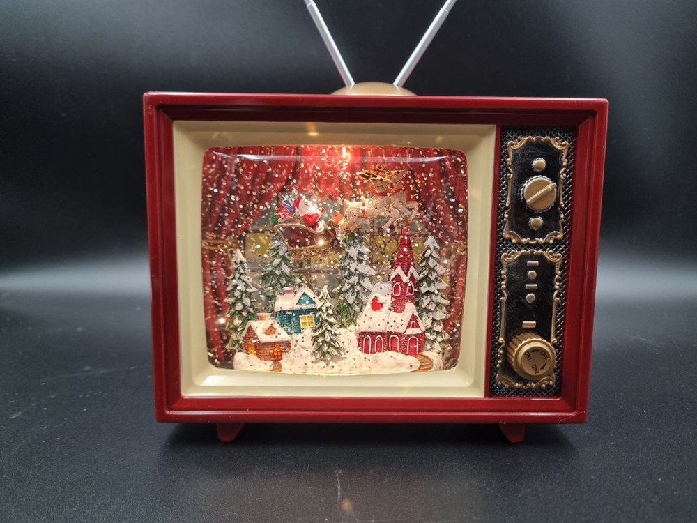 Телевизор новогодний светящийся музыкальный сеть/батарейки 8,5*15,5*19,5см QW227