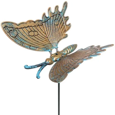 Фигура на спице «Волшебная бабочка» 60 см, Золото с голубым переливом