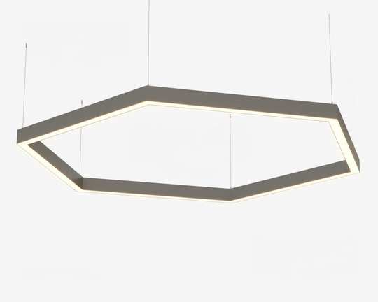 Подвесной LED светильник шестиугольный LP85-ARENA6-400 60Вт (сегмент 404 мм) 3000K 5520Лм серый 808х808х80мм DARKLUM