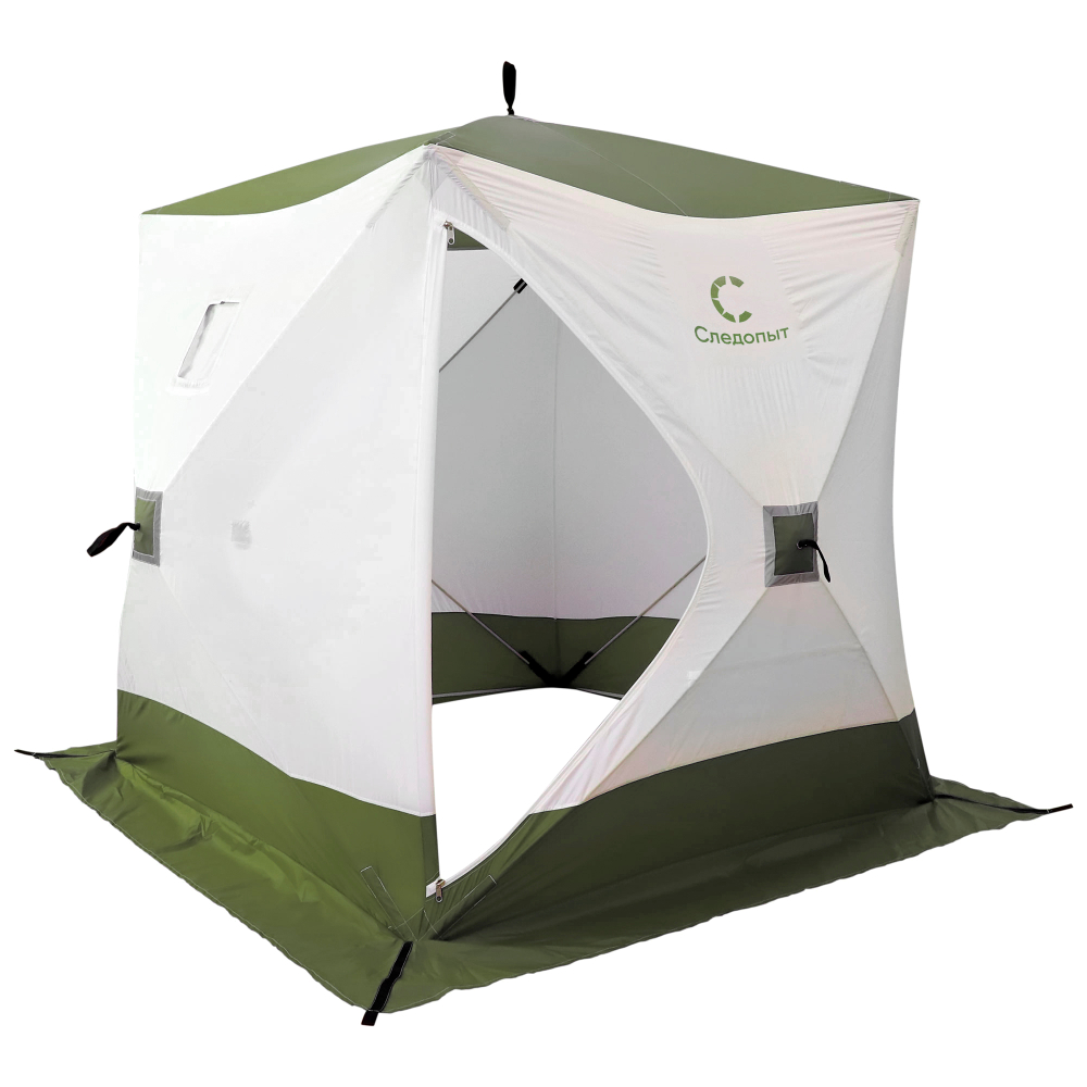 Палатка зимняя куб СЛЕДОПЫТ 1,5 х1,5 м, Oxford 210D PU 1000, СЛЕДОПЫТ, оливковый/белый