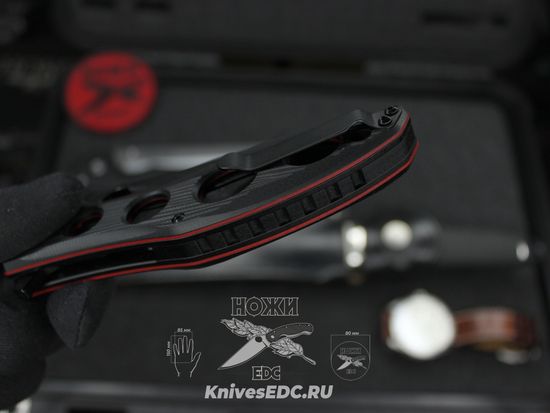 Складной нож НОКС Варан (Black Red) 335-708406 c клинком из стали D2, рукоять G10