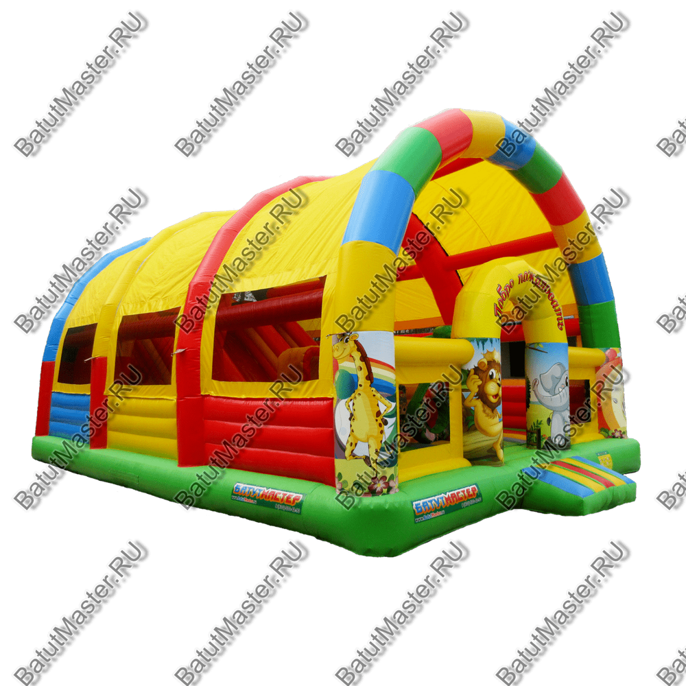 Коммерческий надувной батут "Страна Сафария БР" с крышей, 10*8*7 м