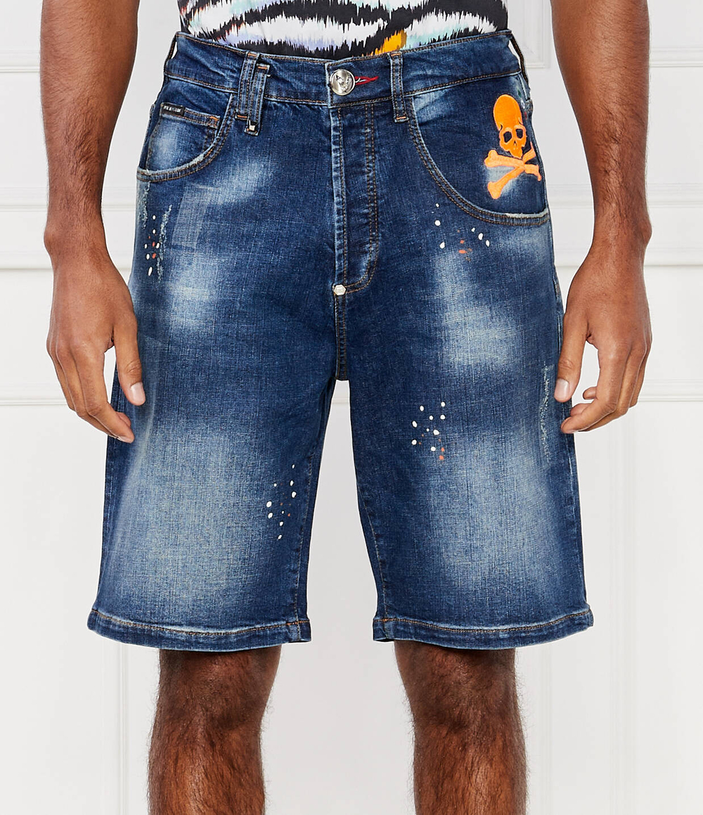 Джинсовые шорты Formentera Fit Skull&Bones Philipp Plein - темно-синий(MDT3806 PDE004N)