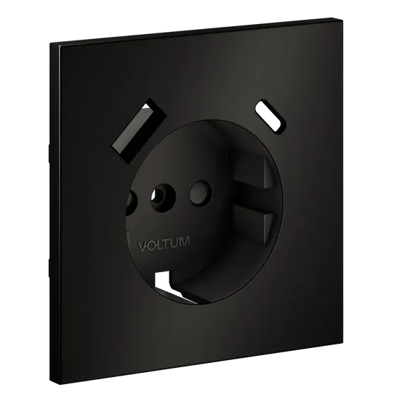 Накладка для розетки с заземлением и защитными шторками, с USB A+C, S70 Metal (антрацит) vlsm001012