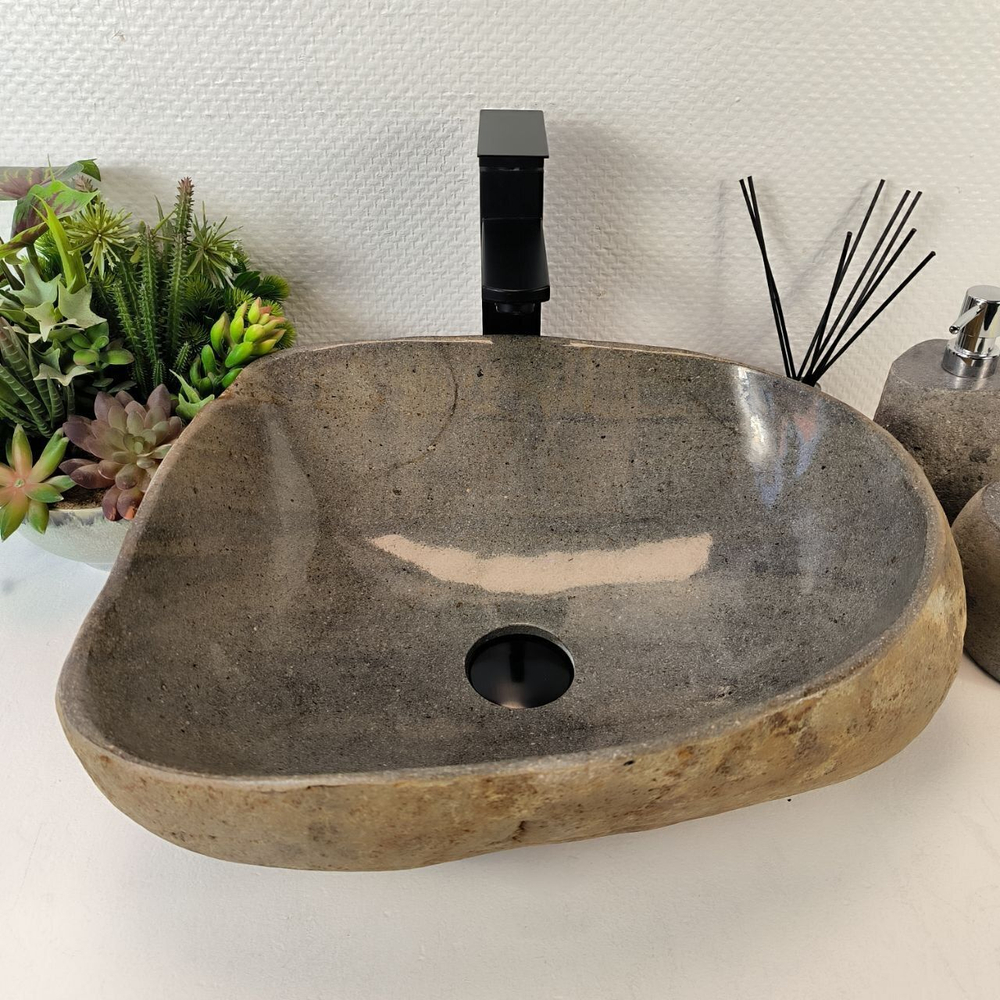 Каменная раковина из речного камня RS-05369 (46*40*15) 0861 из натурального камня