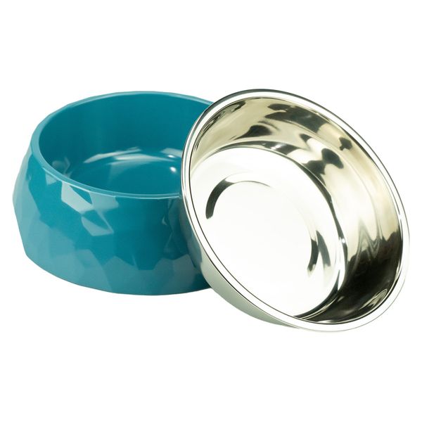 Миска SuperDesign на меламиновой подставке Ромбы 700 мл, голубая