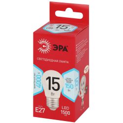 Лампа светодиодная ЭРА RED LINE LED P45-15W-840-E27 R 15Вт шар нейтральный белый свет E27 | Лампы cветодиодные Шар (G/P)