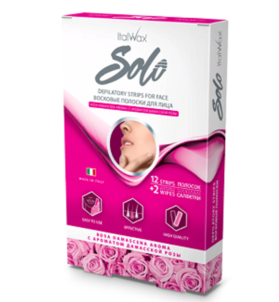 ItalWax Восковые полоски для лица Solo с экстрактом Дамасской розы