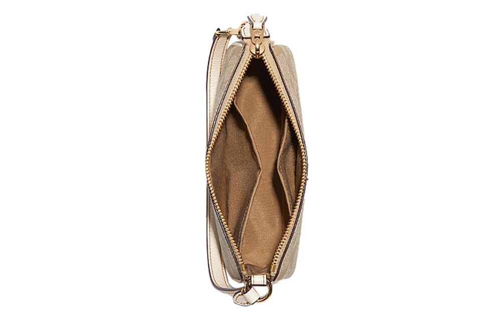 COACH Nolita 19 Coated Canvas With Pebbled Leather Clutch Small Women"s Khaki White