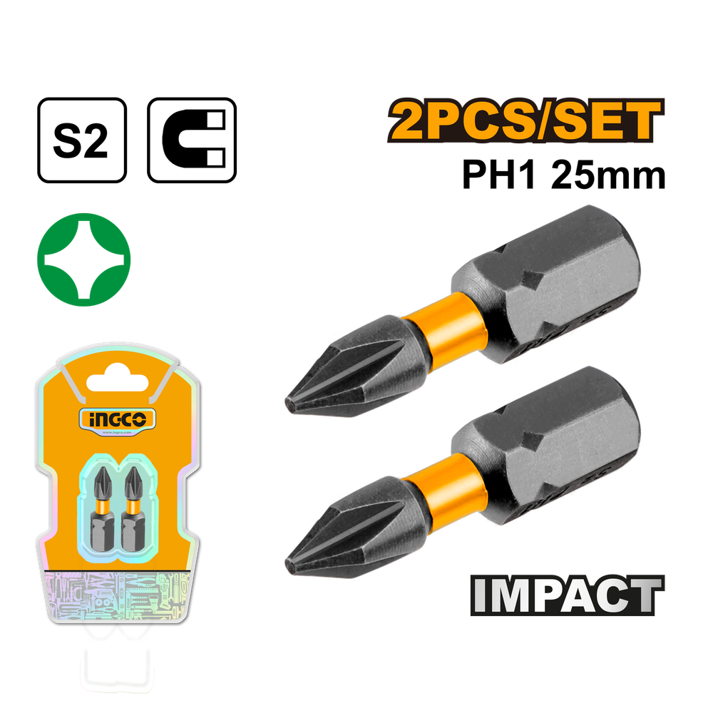 Набор ударных бит IMPACT INGCO SDBIM71PH125 INDUSTRIAL РН1х25 мм 2 шт.