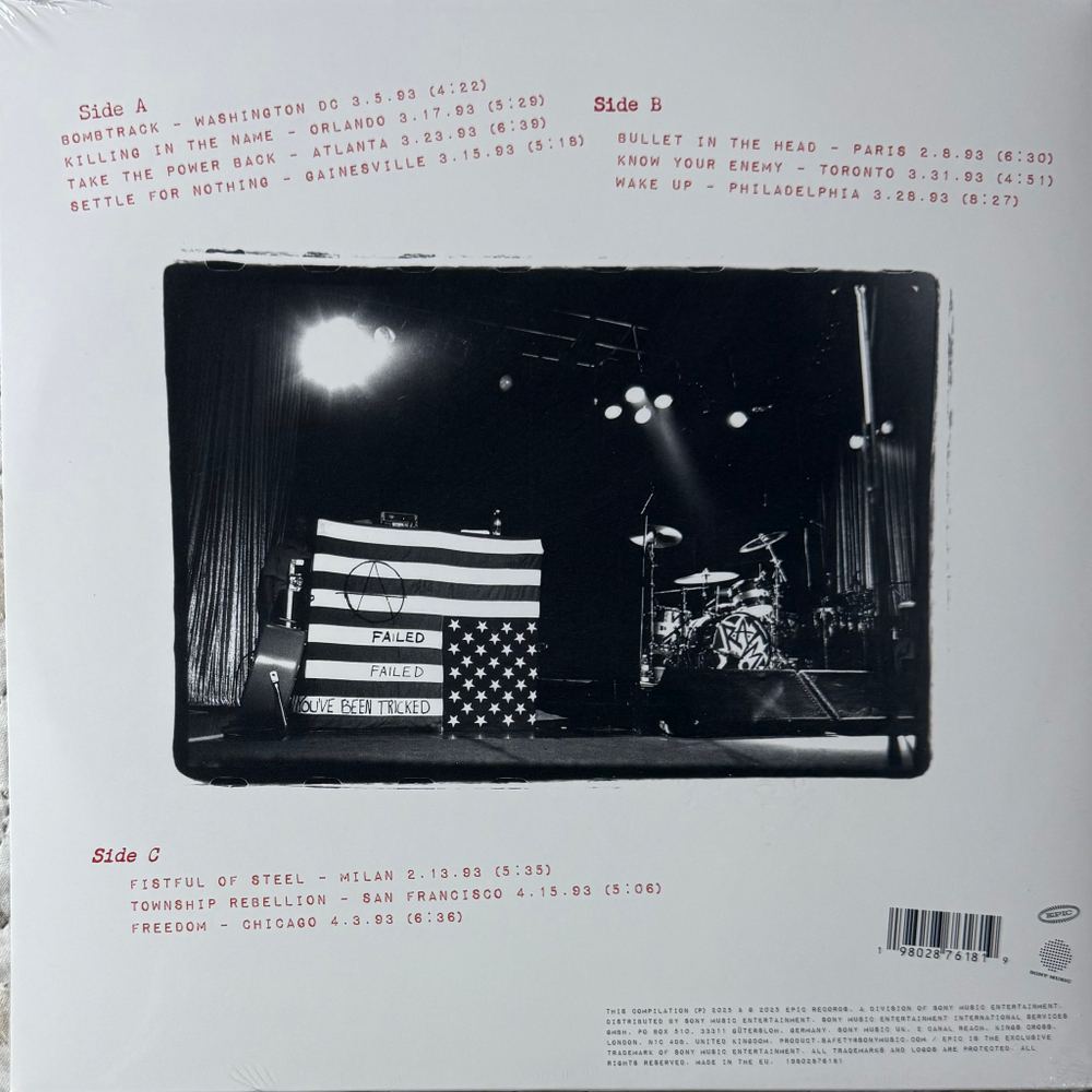 Rage Against The Machine ‎– Live On Tour 1993 2LP (Европа 2025г.)