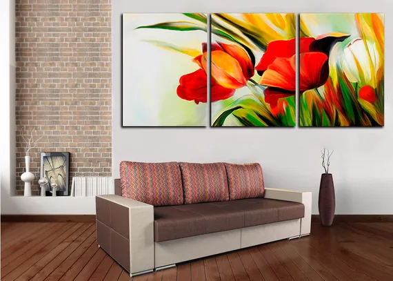 Модульная картина "Алые бутоны"