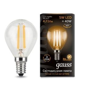 Лампа Gauss LED Filament Globe E14 5W 2700K 105801105