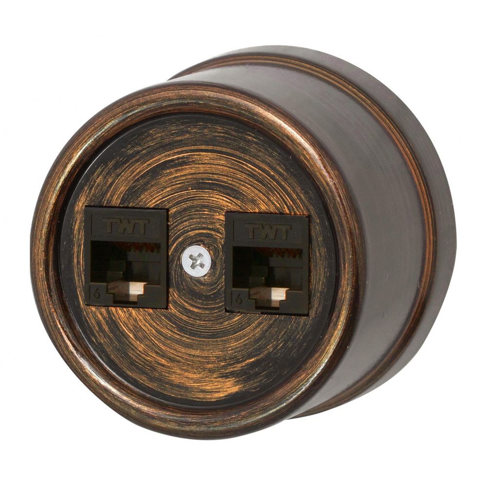 Розетка RJ45 информационная двойная, пластик, цвет Бронза B1-302-25