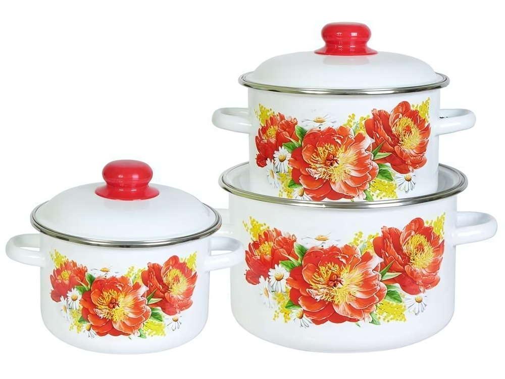 Набор кастрюль "Пионы" №19, 1KB191M