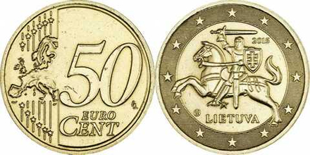 Литва 50 евроцентов, 2015 - 2025 Рыцарь XF