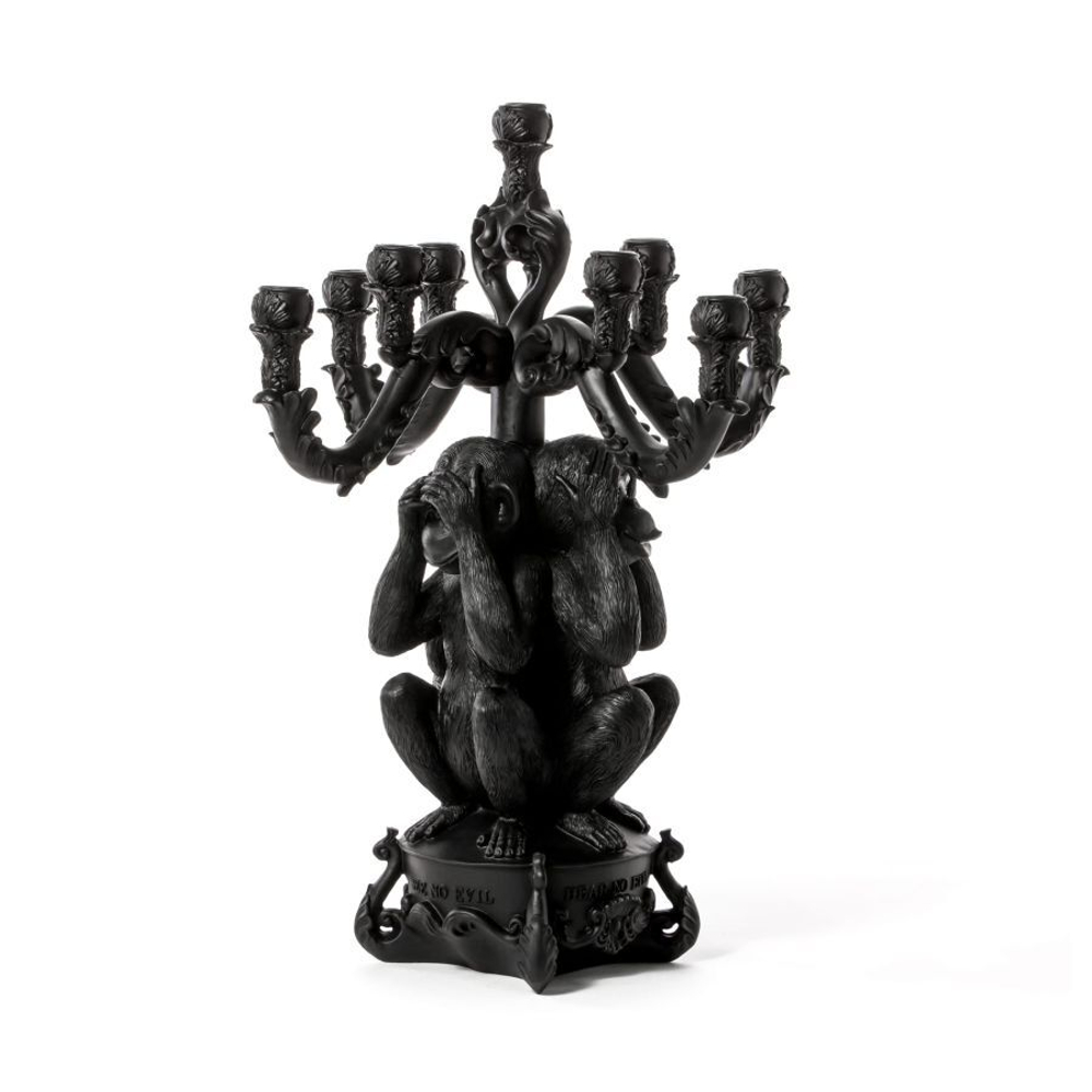 Канделябр Giant Burlesque 3 Monkeys Black 14874 NER
