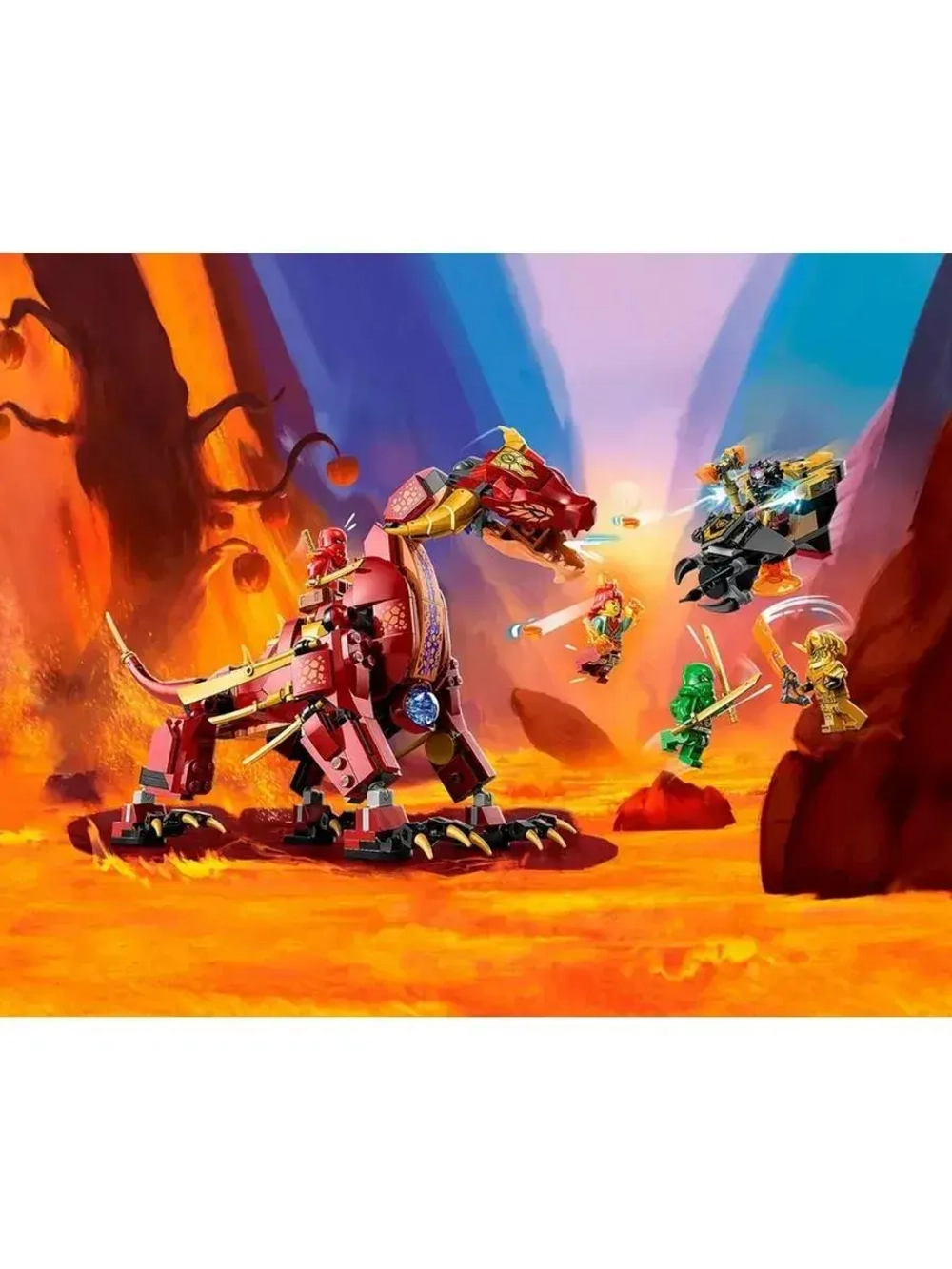 Конструктор Ниндзя Лавовый дракон трансформер 489 деталей