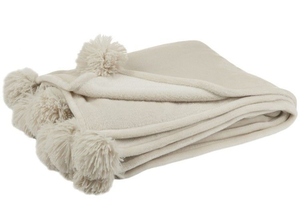 Плед "Пом-пон" бежевый, 130х170см