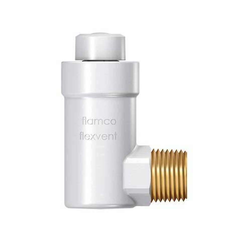 Воздухоотводчик автоматический угловой Flamco Flexvent H - 1/2" (PN10, Tmax 120°C, цвет белый)