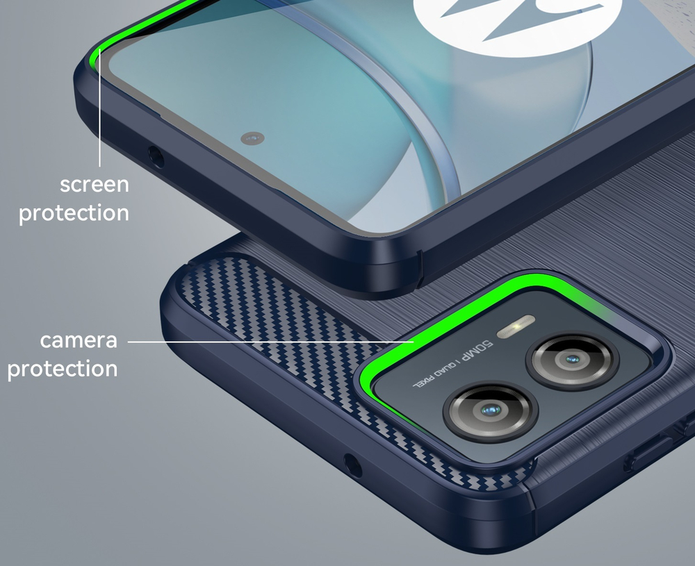 Чехол для смартфона Motorola Moto G53 5G, синего цвета в стиле карбон, серия Carbon от Caseport