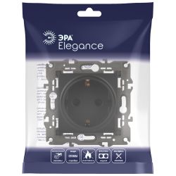 14-2102-05 ЭРА Розетка 2P+E Schuko со шторками, 16A-250В, IP20, Эра Elegance, антрацит | Elegance Антрацит