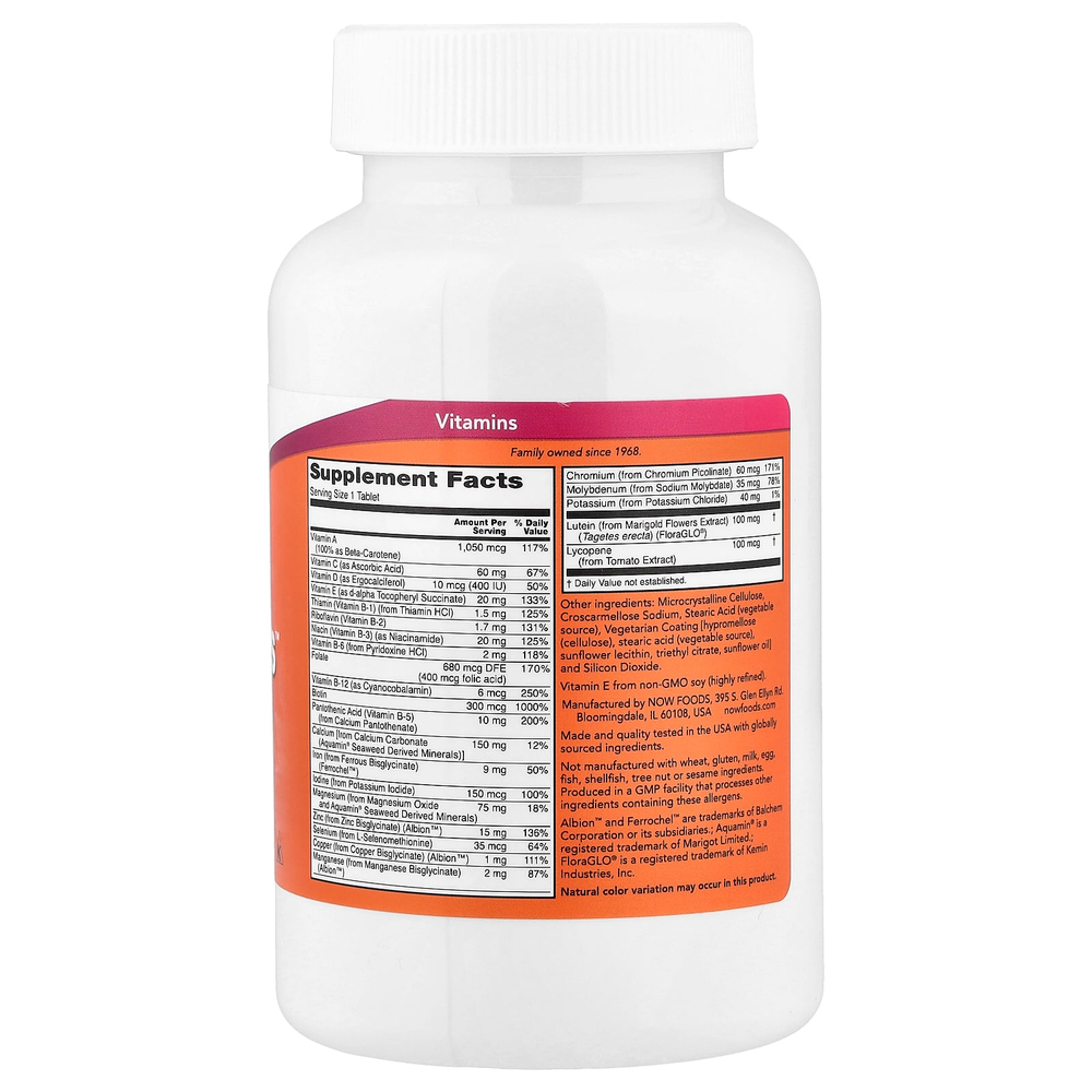 NOW Foods, Daily Vits™, мультивитамины и минералы, 250 таблеток