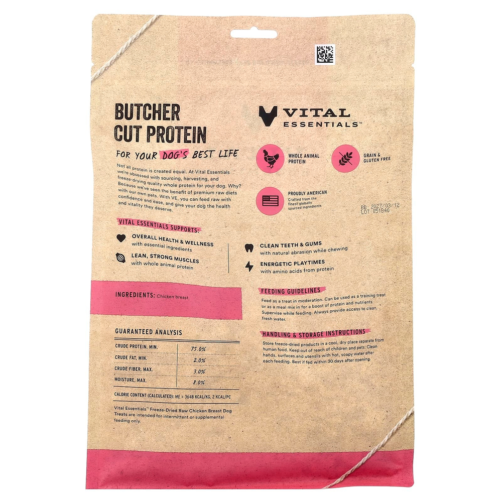 Vital Essentials, сублимированные сырые лакомства для собак, со вкусом куриной грудки, 283,5 г (10 унций)