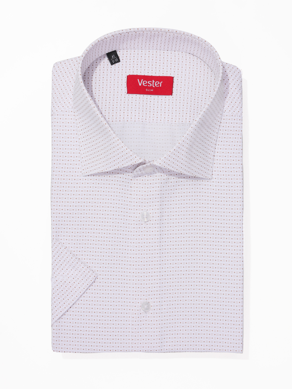 Сорочка мужская VESTER короткий рукав, мелкий коричневый рисунок 52814 28