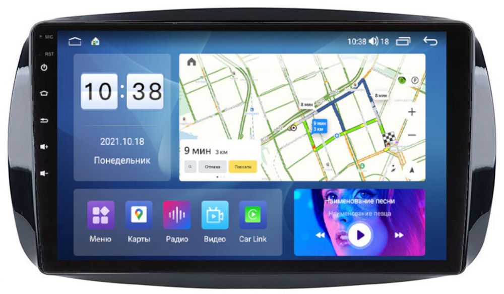 Магнитола для Smart ForTwo/ForFour 2014-2022 - Parafar PF214UHD на Android 13, QLED, ТОП процессор, 8Гб+128Гб, CarPlay, 4G SIM-слот