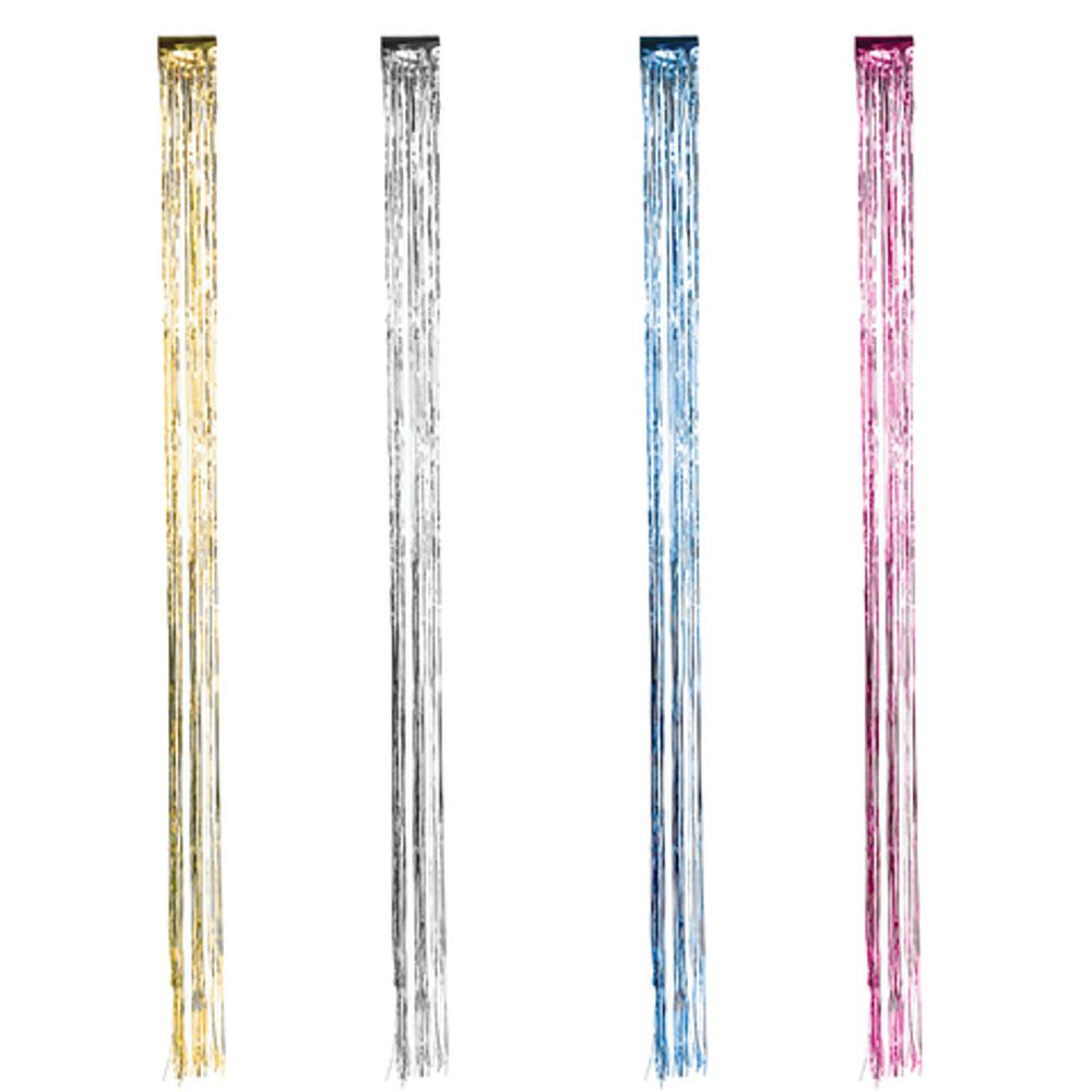 Дождик новогодний, ширина 100 мм, длина 1,5 м, ассорти (серебро, золото, красный, синий), 10-150