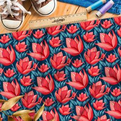 Ткань премиум габардин мелодия тюльпанов