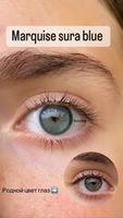 Светло-голубые линзы с окантовкой на 12 месяцев Marquise sura blue / Линзы в стиле Acuvue define/ Голубые линзы для светлых и зеленых глаз